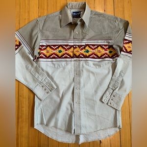 Vintage Wrangler Aztec print Pearl Snap